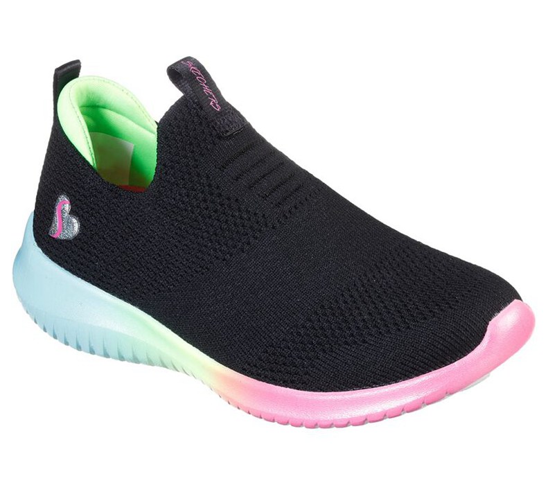 Skechers Ultra Flex - Sherbet Step - Girls Slip On Shoes Black/Multicolor [AU-DG5140]